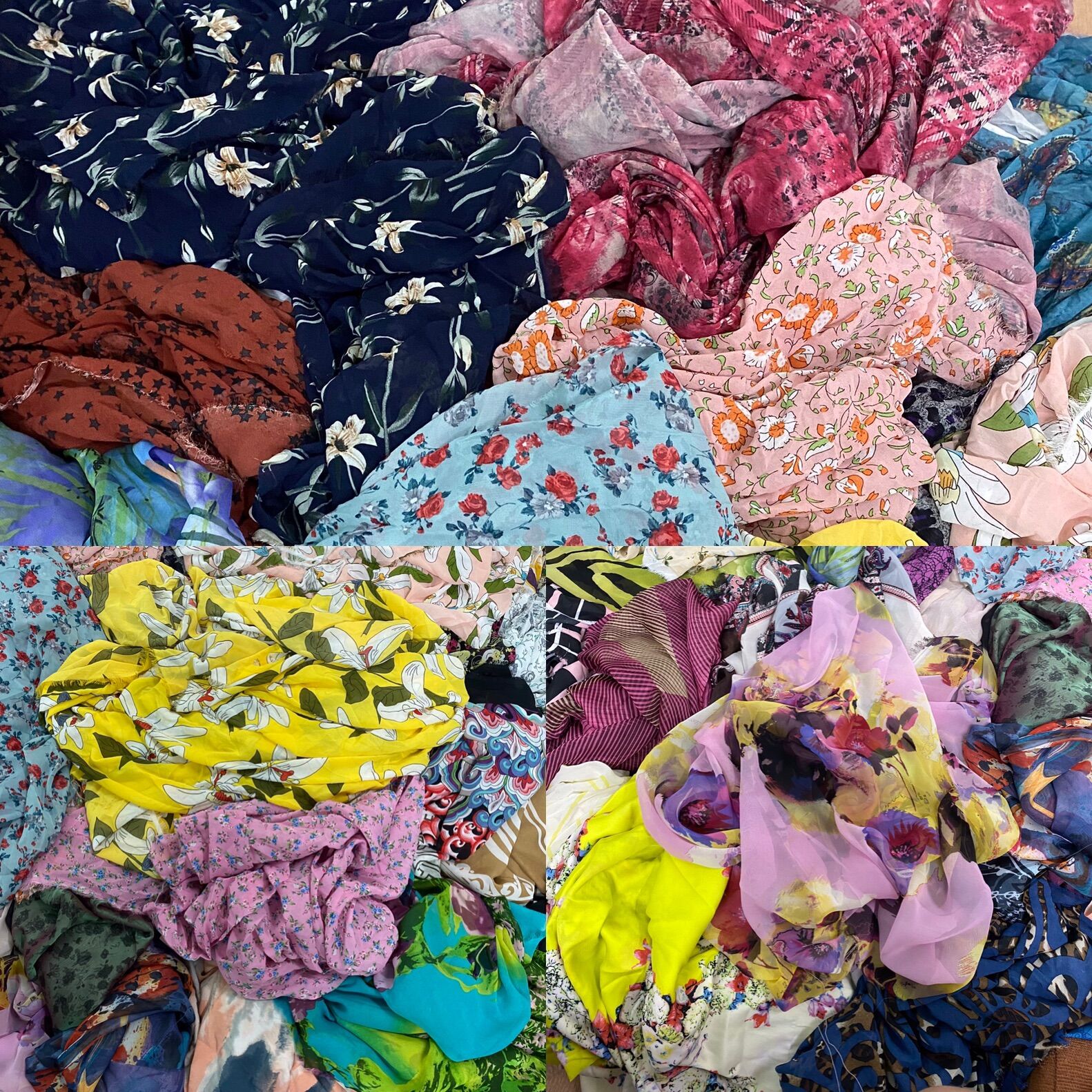 [Hàng cây cắt mét ]  vải voan hoa, voan hoạ tiết hàng khúc trên 1m ,giao ngẫu nhiên k chọn mẫu hàng sạch đẹp