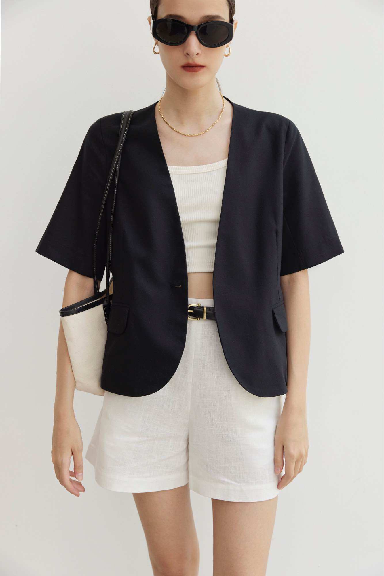 Nosbyn - áo blazer linen tay lỡ - n404-c001