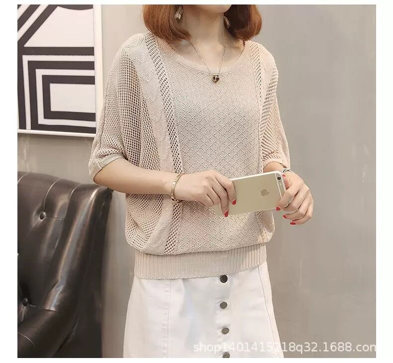Áo len lưới mỏng dáng cánh dơi diện xuân hè -ALM02