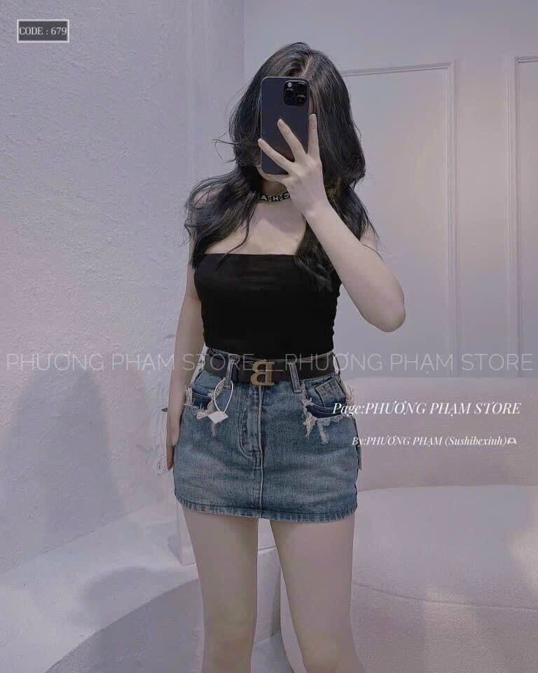 Chân váy jean cao cấp chuẩn shop