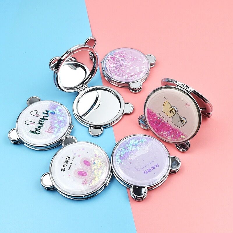 Gương nhũ kim tuyến - gương mini trang điểm 2 mặt