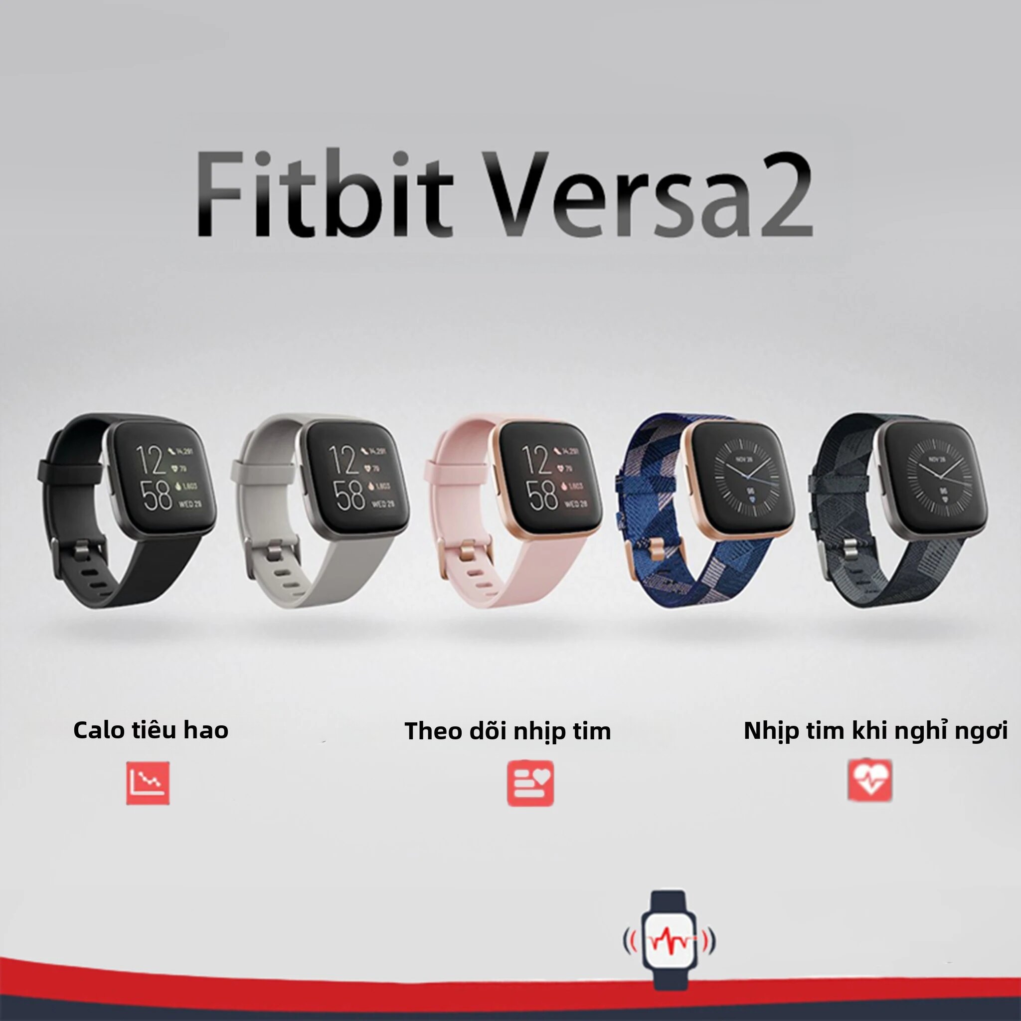 Đồng Hồ Thông Minh Fitbit Versa 2 Màu Đen/carbon, Đo Nhịp Tim, Nghe Nhạc, Tích Hợp Alexa, Theo Dõi Giấc Ngủ & Bơi Lội, Theo Dõi Sức Khỏe, Thể Dục, Hỗ Trợ Android Và iOS