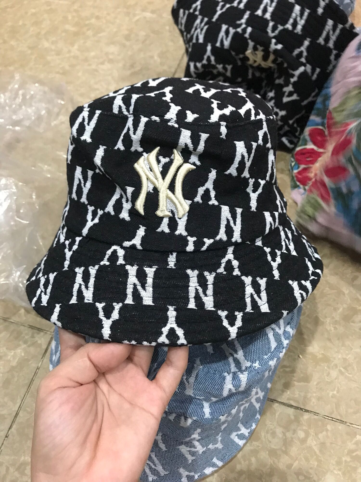 Mũ Mlb Bucket denim 3 màu Full Tag code