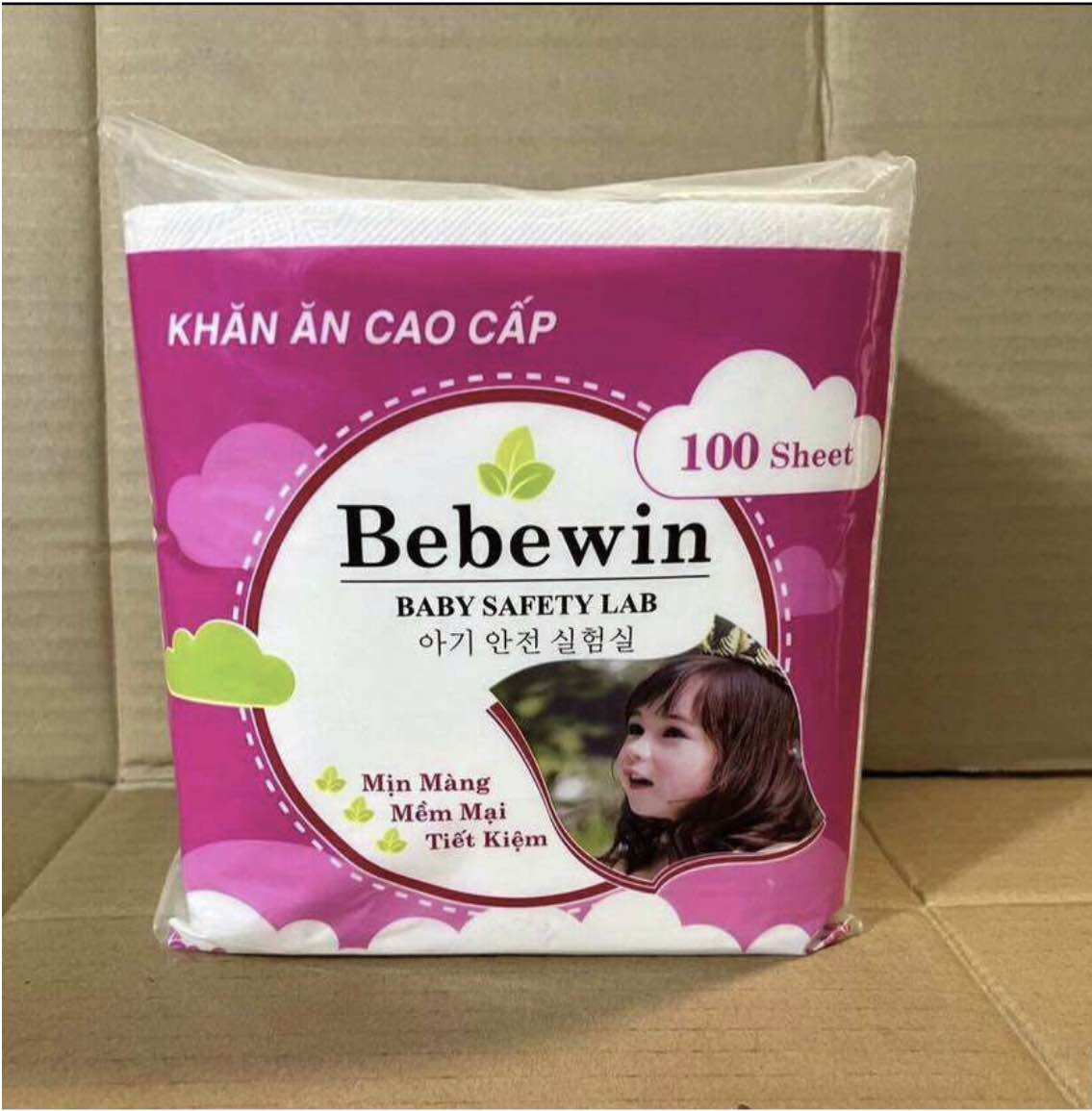 Combo 10 Gói Khăn giấy ăn vuông Bebewin cao cấp 100 tờ/túi| Giấy ăn| Giấy vuông