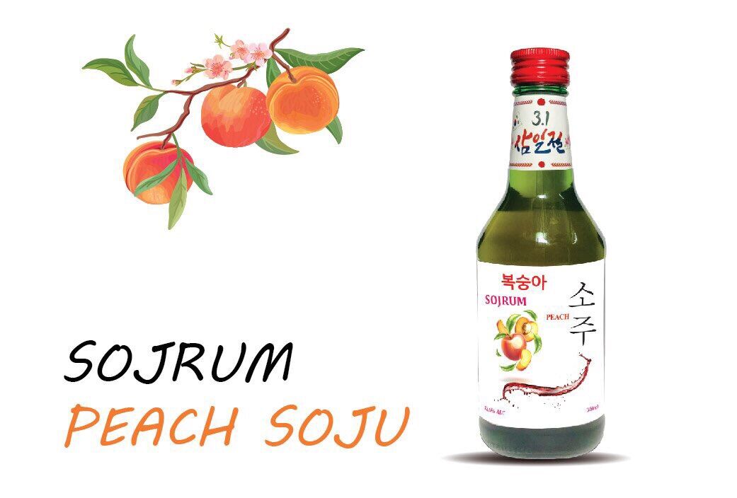 1 thùng 20 chai Soju Sojrum hương đào tự nhiên