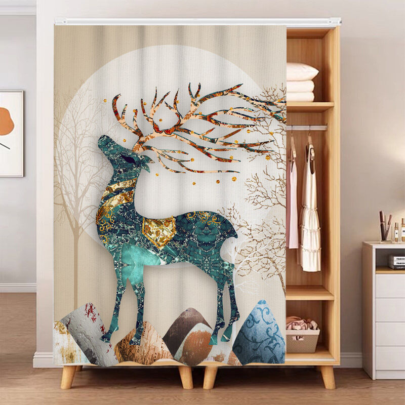 Rèm Che Chắn Tủ Rèm Cửa Tủ Quần Áo Rèm Chống Bụi Rèm Chống Bụi Không Cần Đục Lỗ Ray Trượt Tủ Sách Tủ Giày Vải Che Xấu Xí Rèm Tủ Đựng Đồ Lặt Vặt Rèm Vải