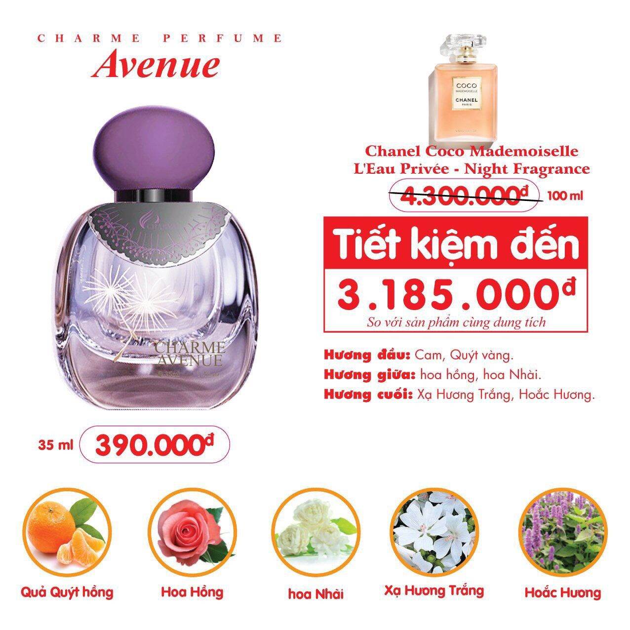 [Hcm]Nước Hoa Nữ Char.me Avenue 35Ml