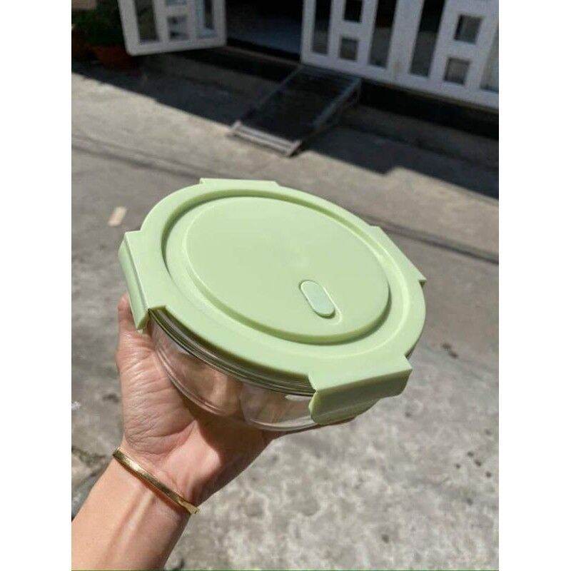 Sét 3 thố thủy tinh chữ nhật có nắp đậy trống tràn