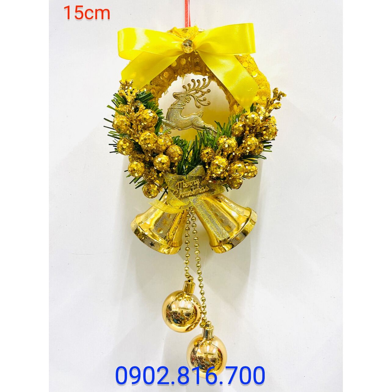 Vòng nguyệt quế treo cửa trang trí Noel 15cm - 25cm