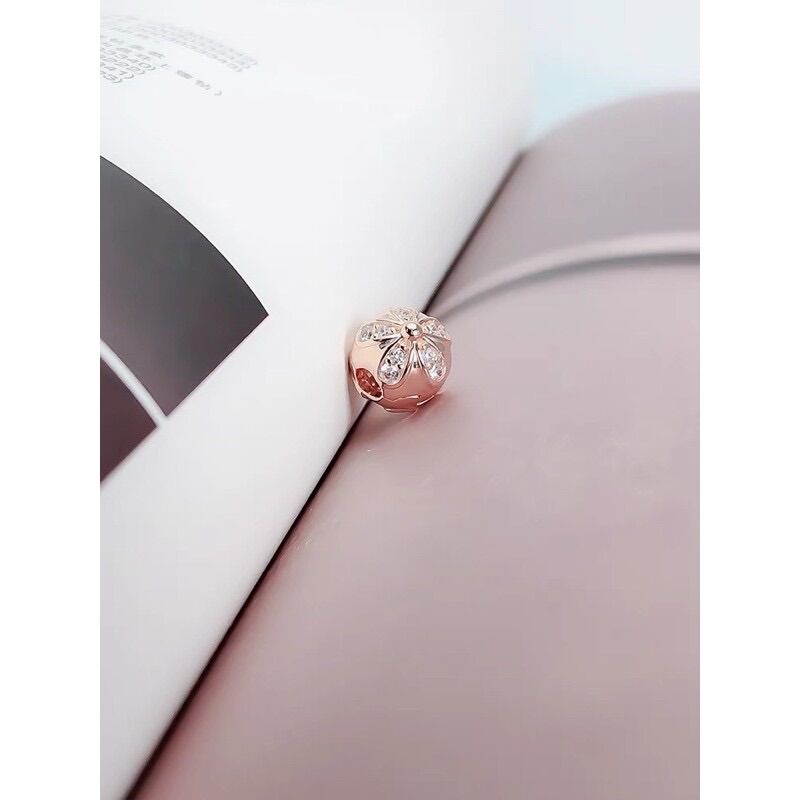 CHARM KHOÁ CHẶN VÀNG HỒNG ĐÍNH ĐÁ BẠC S925