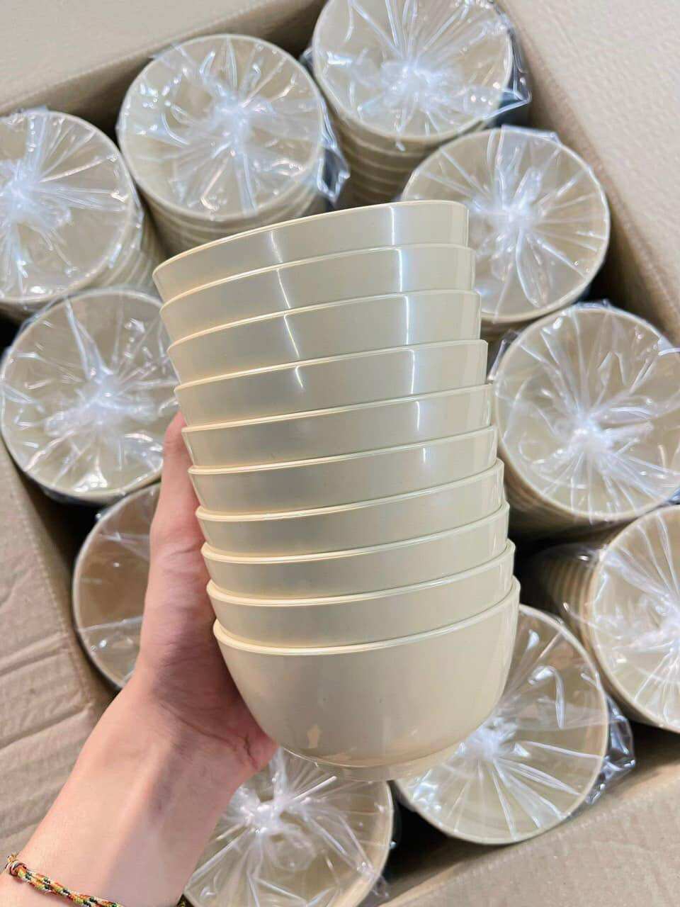 Chén cơm chén canh phíp nhựa meca nâu tốt