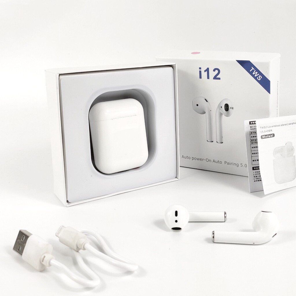 Tai nghe Bluetooth i12 TWS 5.0 tai nghe i12 không dây bản Quốc tế âm thanh chuẩn HIFI dùng cho IOS Android Chất Lượng Ca