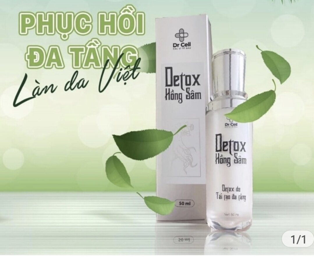 Detox Hồng Sâm 50ml. Thải độc tố cho da giúp da khoẻ mạnh trẻ hoá, phục hồi đa tầng.Detox dr cell