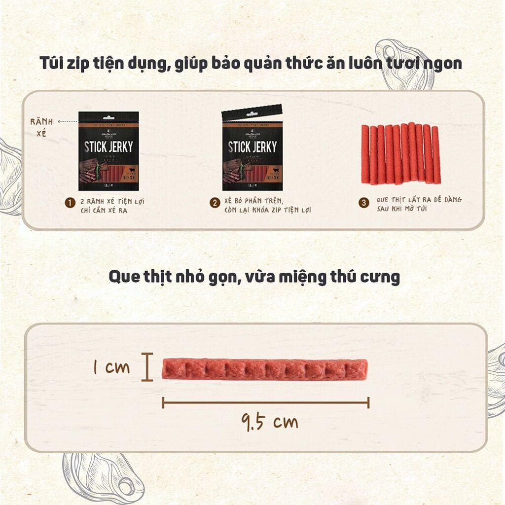 Thịt bò que mềm Bow wow Hàn Quốc cho Chó 90g, Snack gặm cho chó