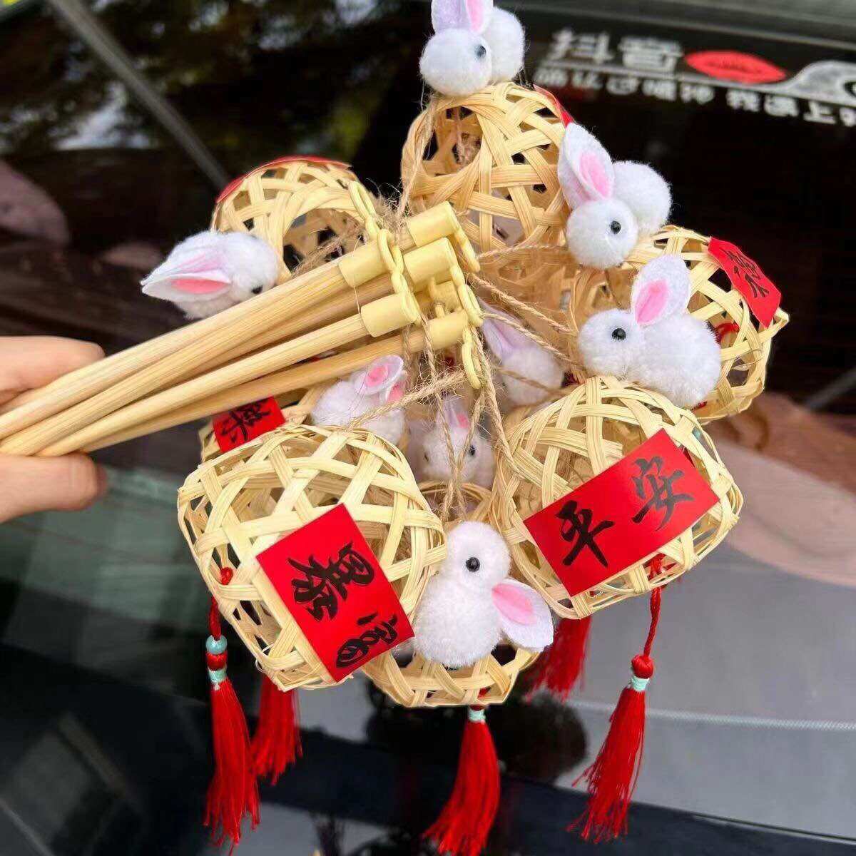 Thỏ bông thỏ ngọc handmade làm đèn lồng trung thu