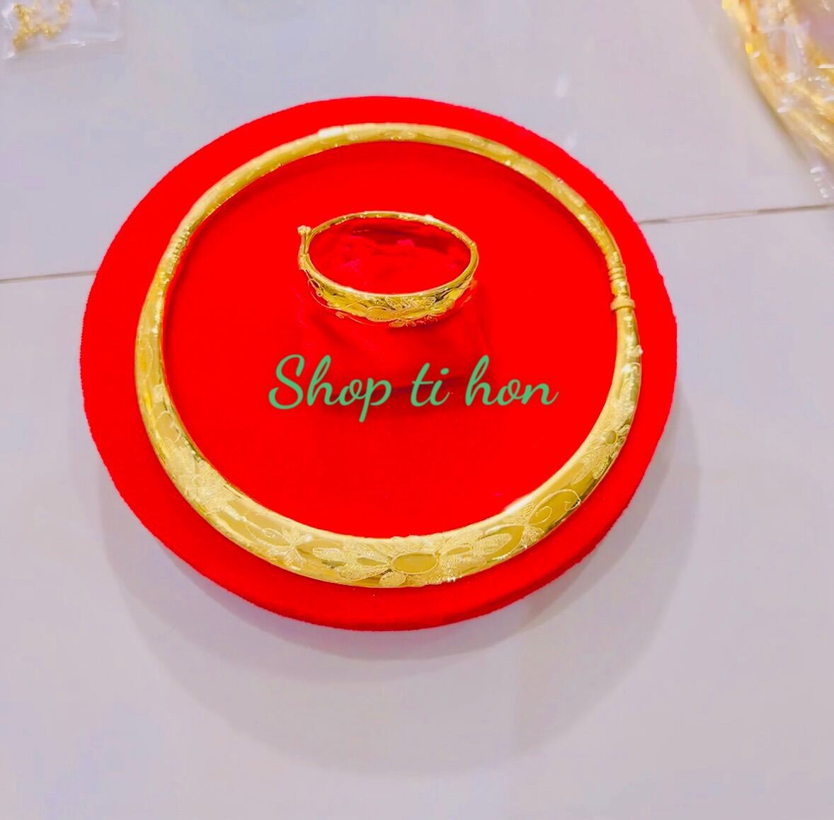 Set bộ cưới cô dâu mạ vàng 24k khoá vặn ốc y hình chuẩn mẫu tiệm vg ( kiềng bạc vòng bạc nguyên chất