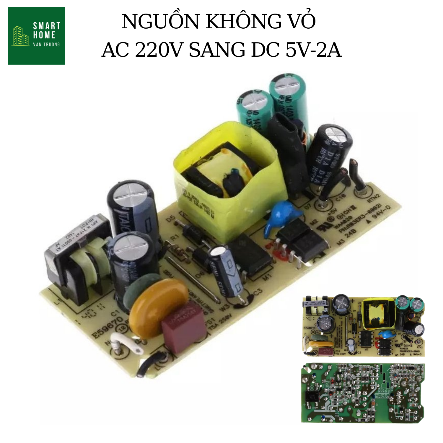 Module nguồn không vỏ AC 220V sang DC 5V-2A