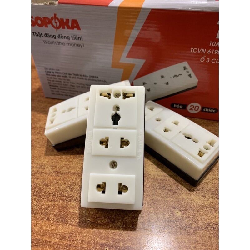Ổ cắm điện 3 ngả Sopoka T32. 3 gates socket giá rẻ