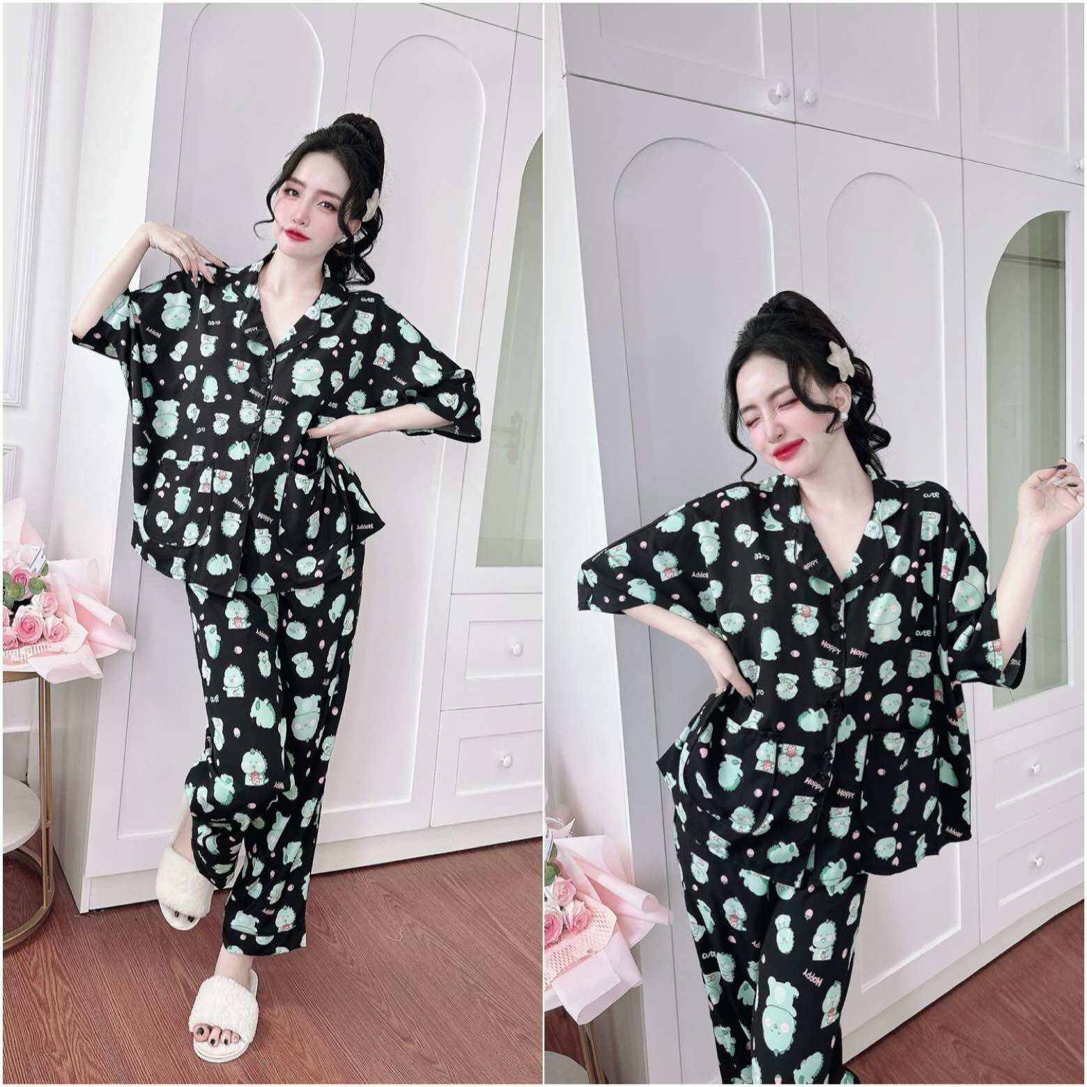 (Bigsize 50-110kg) - Đồ bộ mặc nhà Lụa Nhật/Lụa Maingô cao cấp