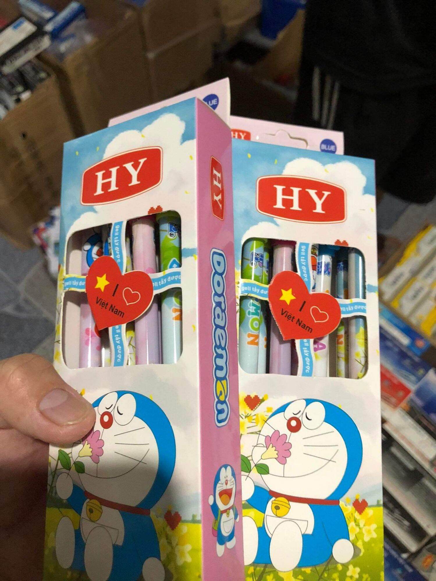 [ HCM]Combo 20 cây Viết mực  Gel Doremon mực Tím ,Xanh (ngòi 05mm)