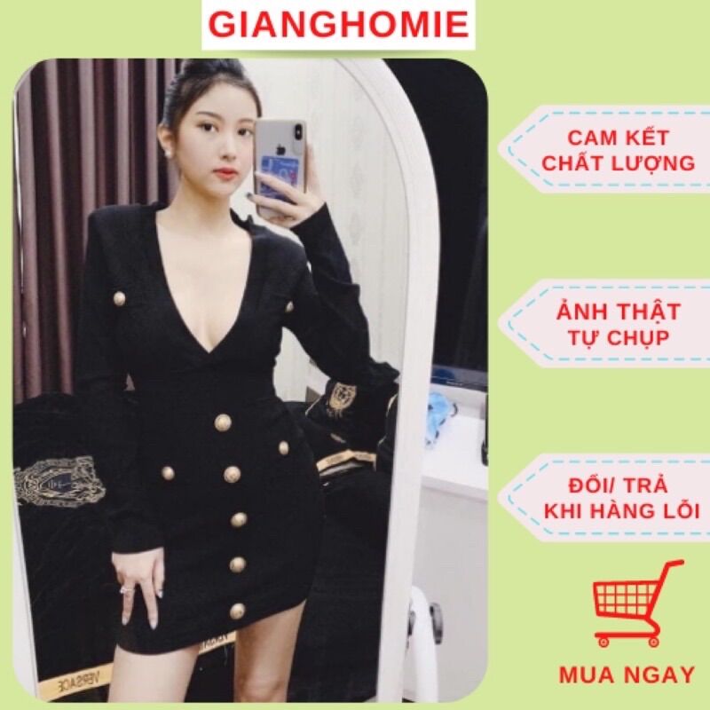 Đầm len body đính nút hàng quảng châu cao cấp siêu hot