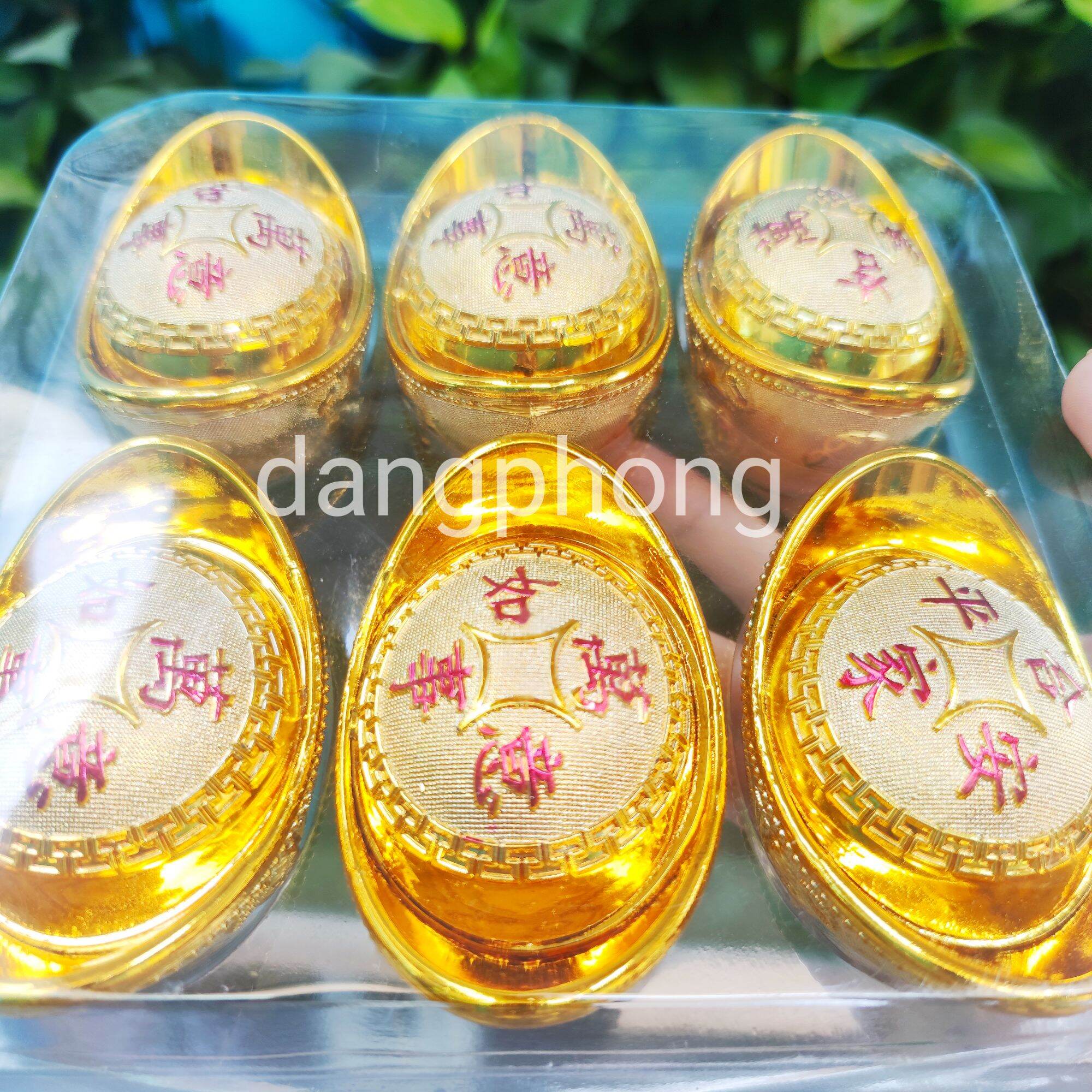 Hộp 6 thỏi vàng size 10cm ,8cm trang trí tết,bàn thờ thổ địa thần tài