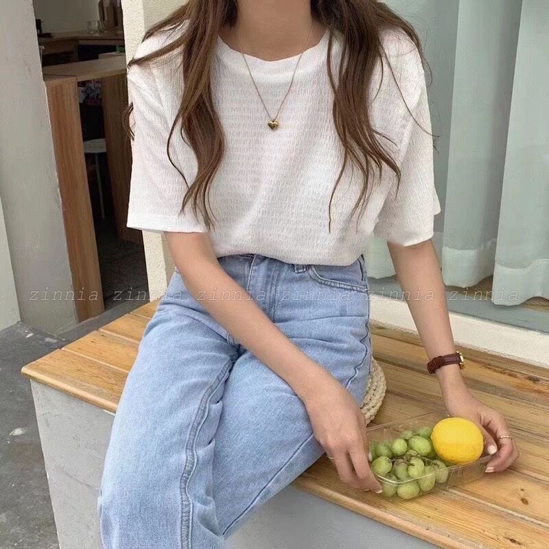 Áo Xốp Nhăn Cổ Tròn Dáng Vừa Cho Nữ