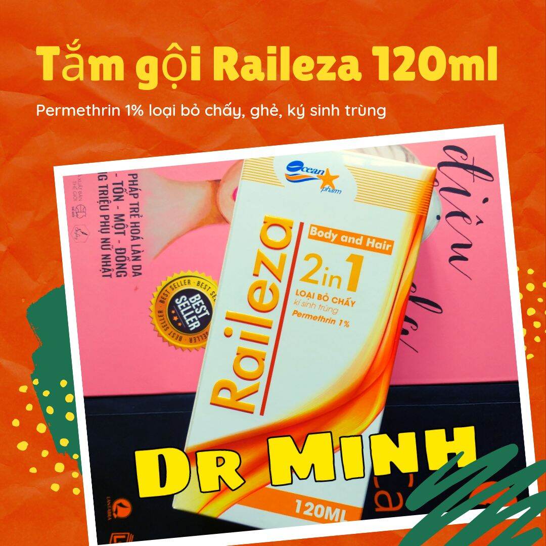 Gel tắm gội Raileza 120ml dùng cho người bị chấy, ghẻ, rận mu