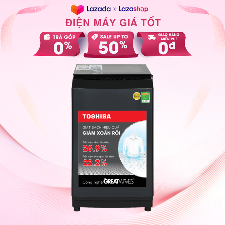 Máy giặt toshiba 9 kg aw-m1000fv hẹn giờ giặt, khóa trẻ em, bảng điều khiển song ngữ anh - việt