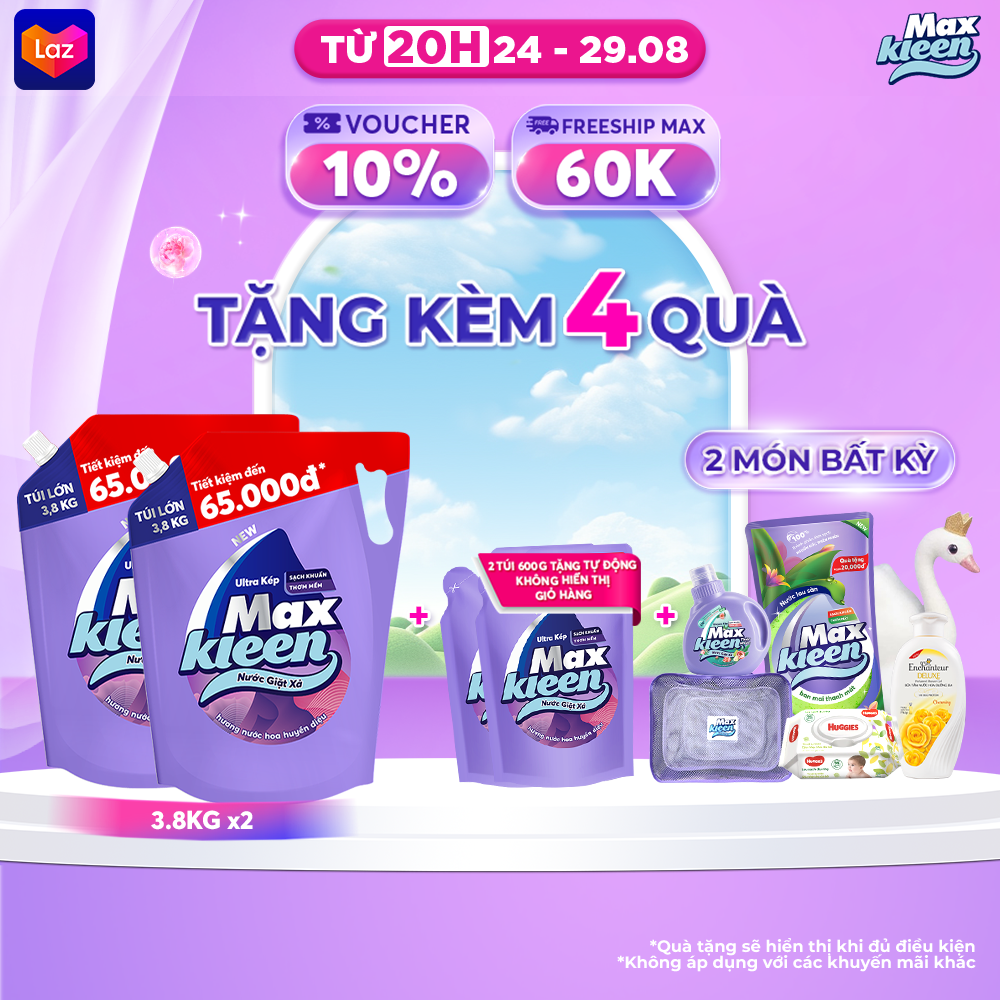 Combo 2 túi giặt xả maxkleen 3.8/ 3.6kg