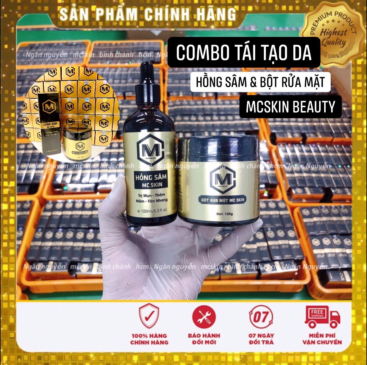 Bộ đôi tái tạo hồng sâm và bột rửa mặt tặng mặt nạ
