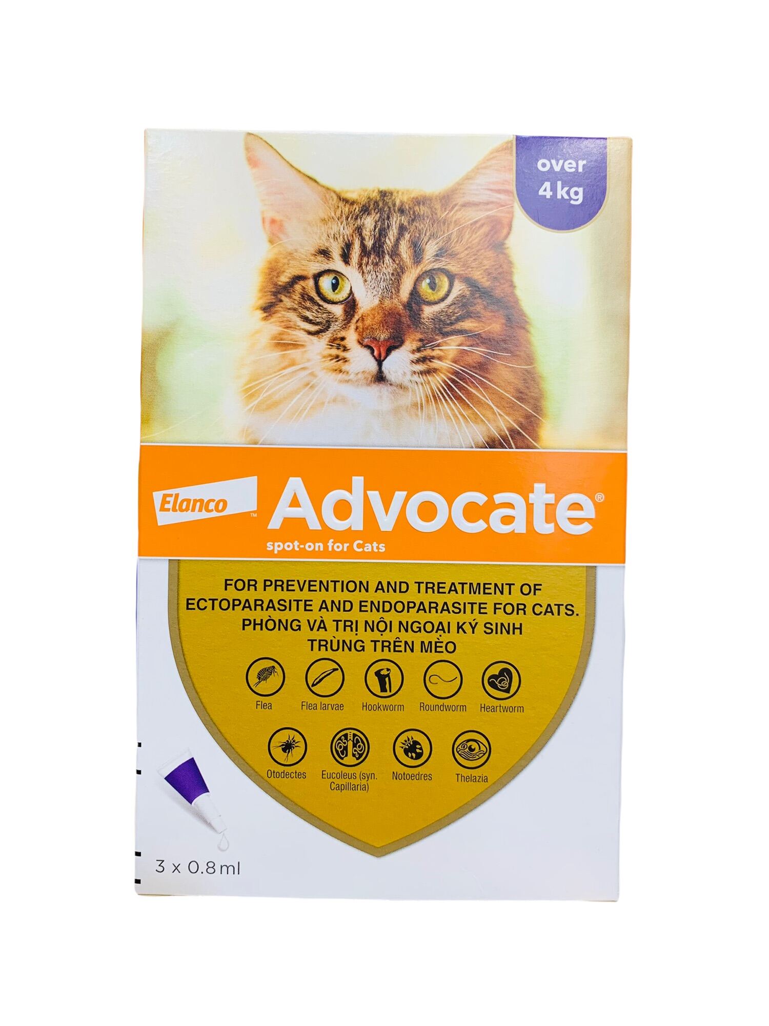 Nhỏ gáy trị ve cho mèo trưởng thành trên 4kg Advocate 8ml 1 tuýp