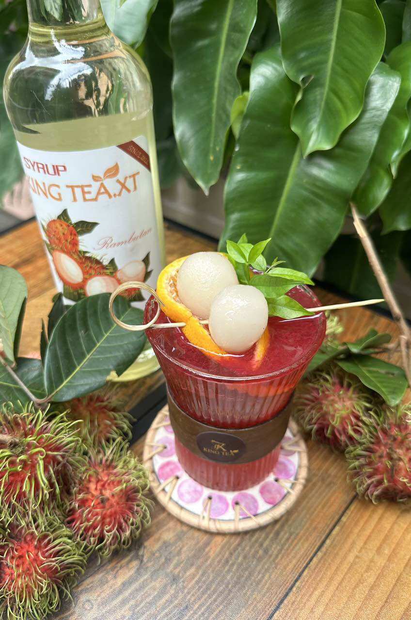 Syrup Chôm Chôm Pha Chế (Syrup Rambutan)KingTea.XT- Chai Thủy Tinh 800ml
