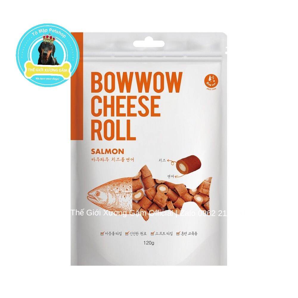 SNACK PHÔ MAI CUỘN THỊT GÀ CHEESE ROLL BOWWOW (TÚI ZIP 120GR)