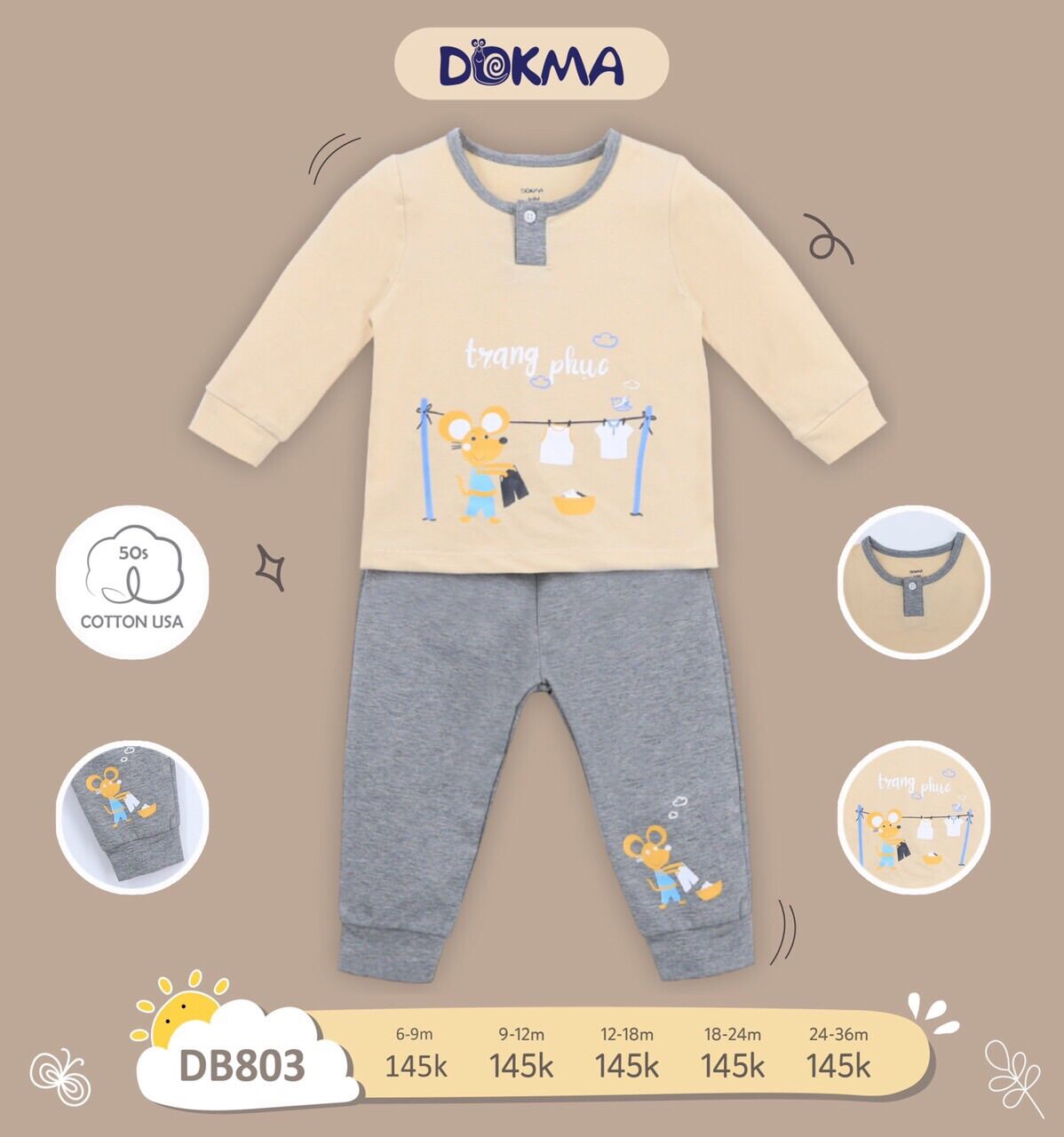 Bộ dài tay thu đông dokma