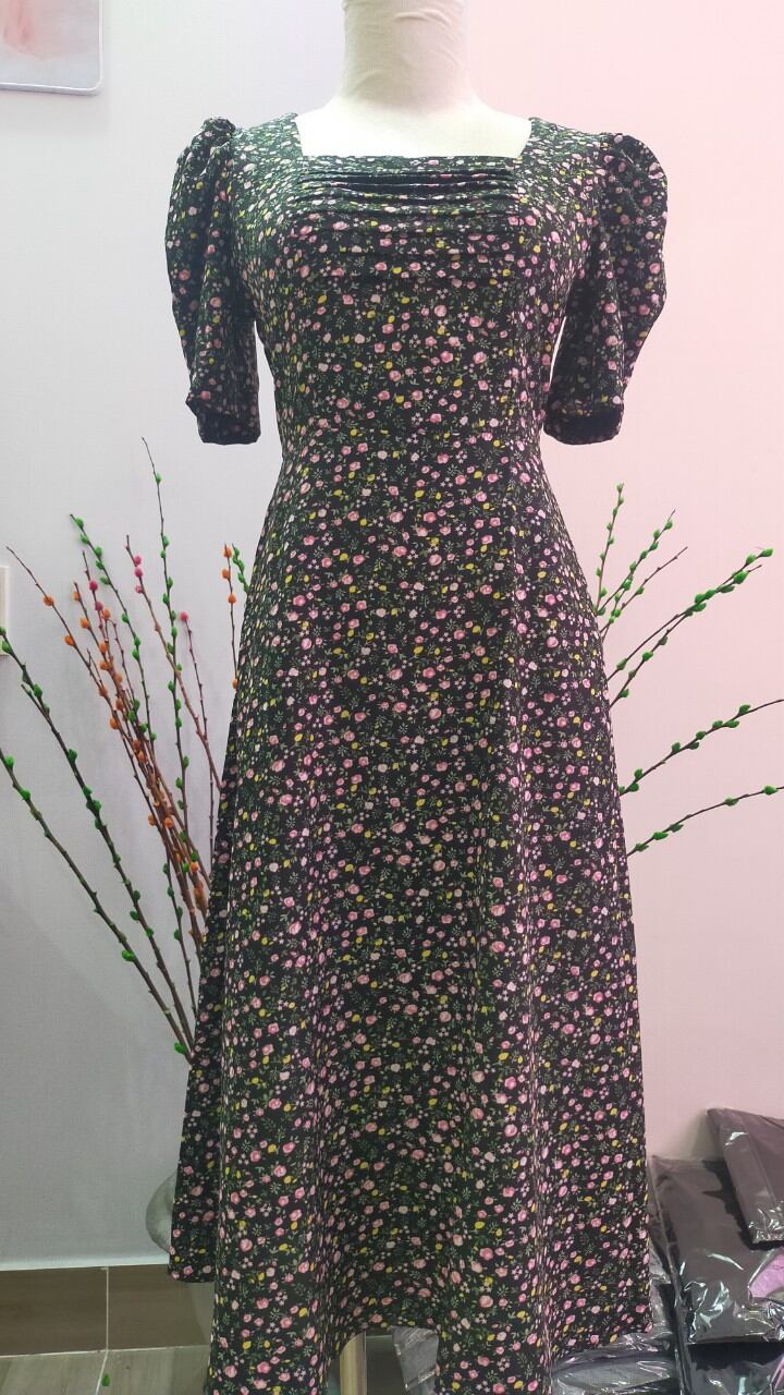 Đầm Hoa Nhí Chất Lụa Xếp Ly Ngực Size L đến XXL ♥️