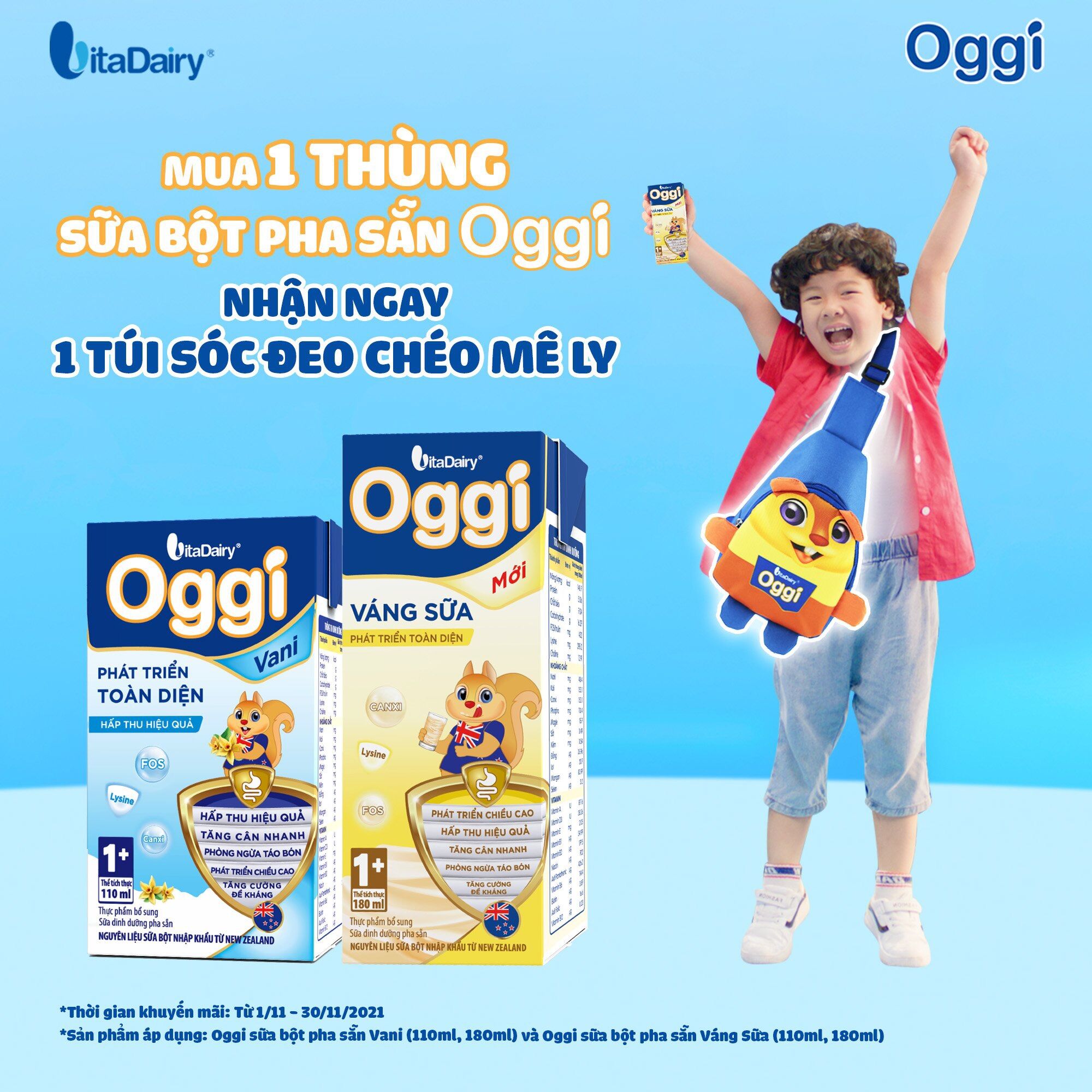[HCM]Sữa bột pha sẵn Oggi Vani 180ml (Thùng 48 hộp)