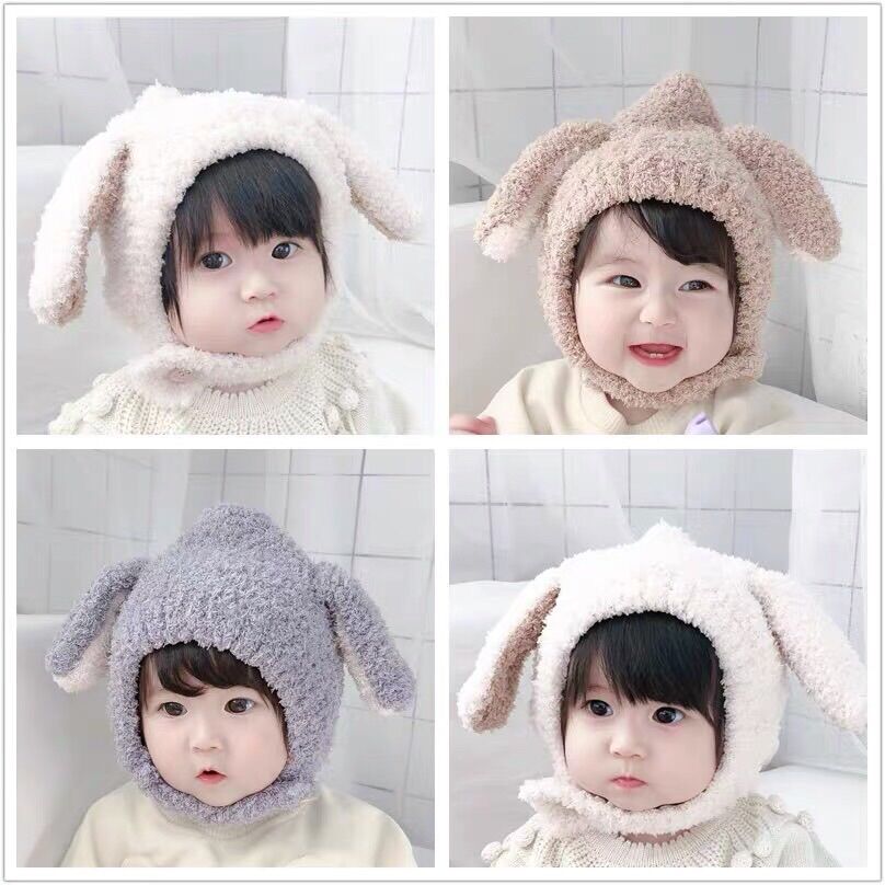 MŨ LEN LÔNG CỪU TAI THỎ ẤM ÁP DỄ THƯƠNG CHO BÉ