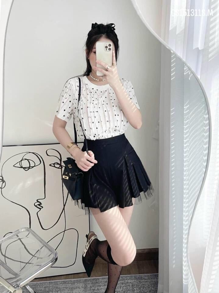 Quần đùi giả váy phối ren