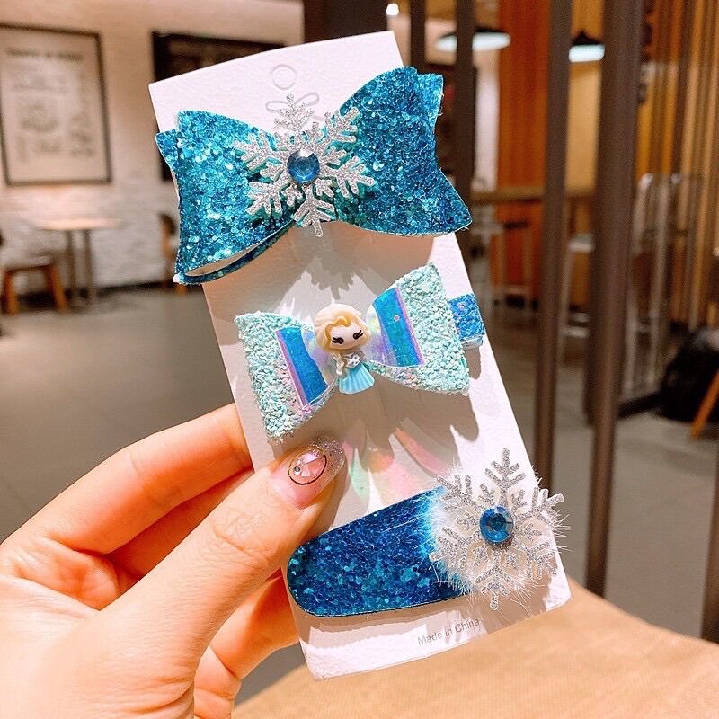 Set kẹp tóc/cột tóc Elsa cho bé gái