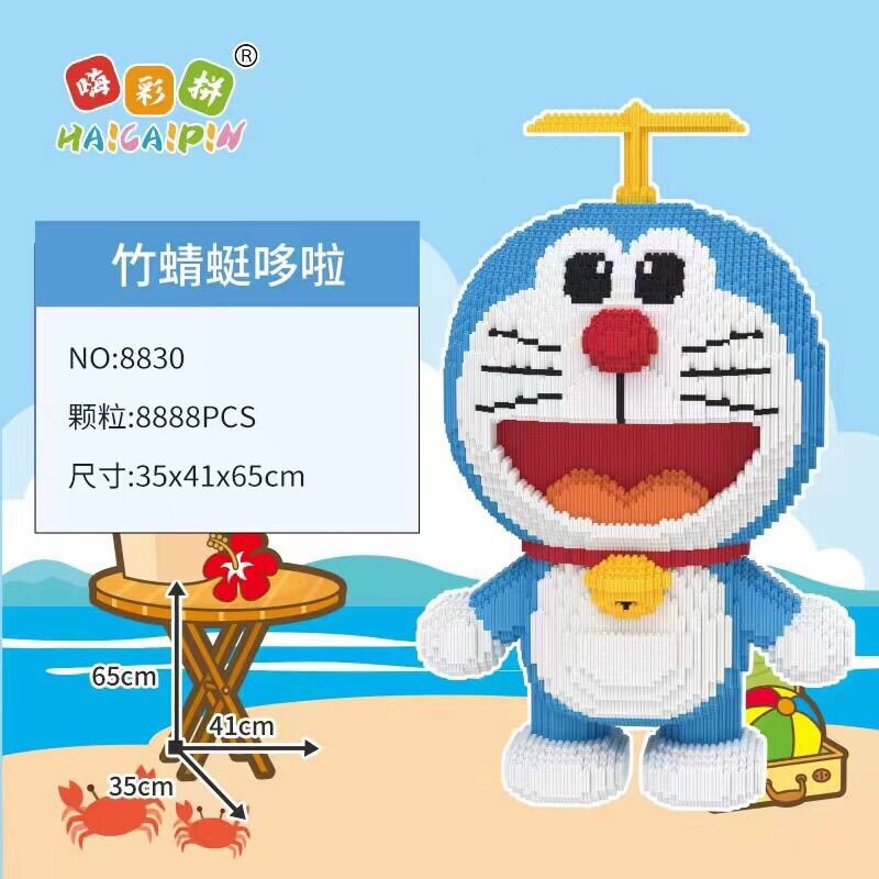 Mô hình lắp ráp Doremon đầu lân 67cm, Đồ chơi xếp hình Doraemon cỡ lớn