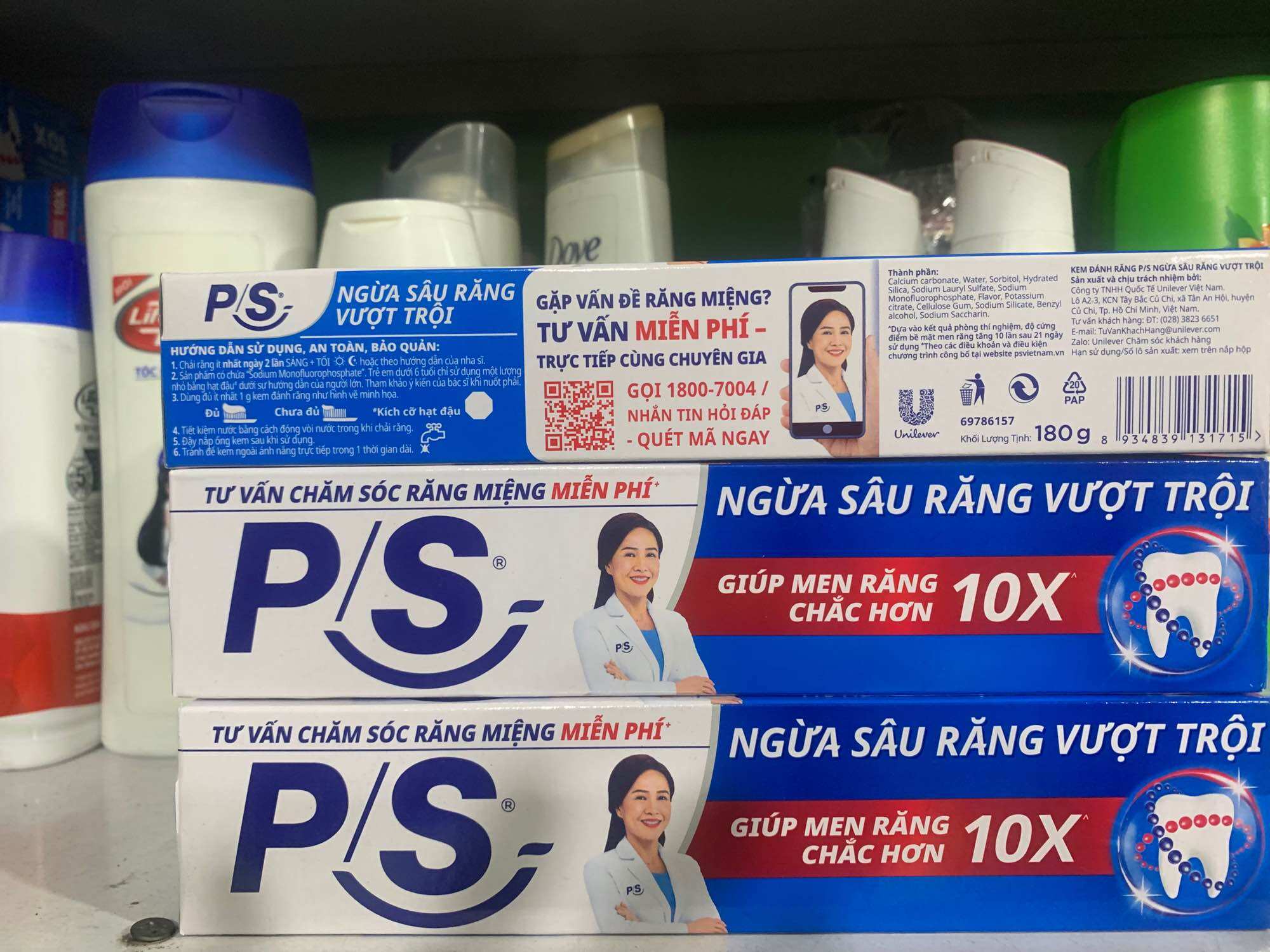 Combo 3 kem đánh răng PS ngừa sâu răng chai 180g