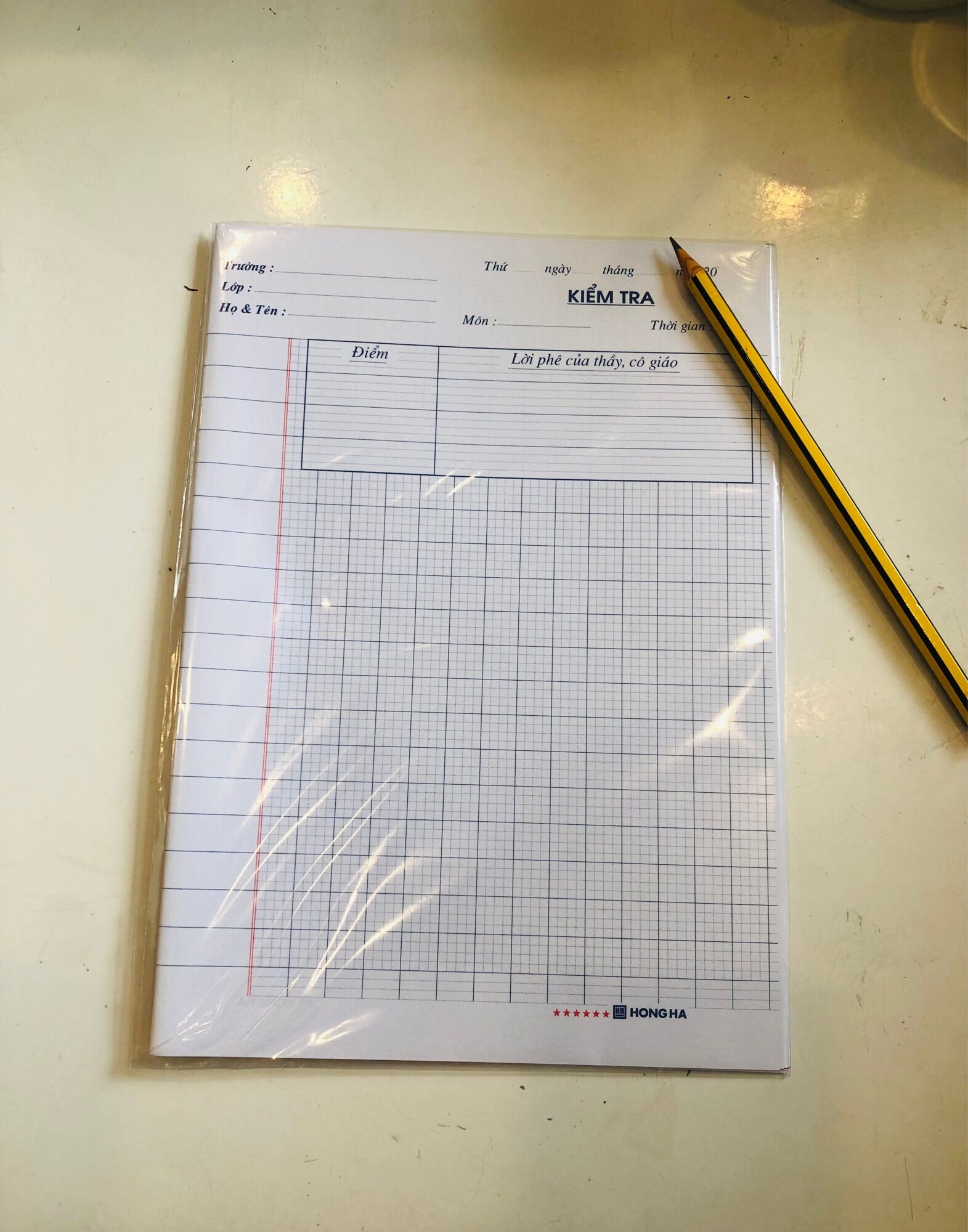 Giấy kiểm tra Hồng Hà cấp 1-2_Tập gồm 50 tờ đôi