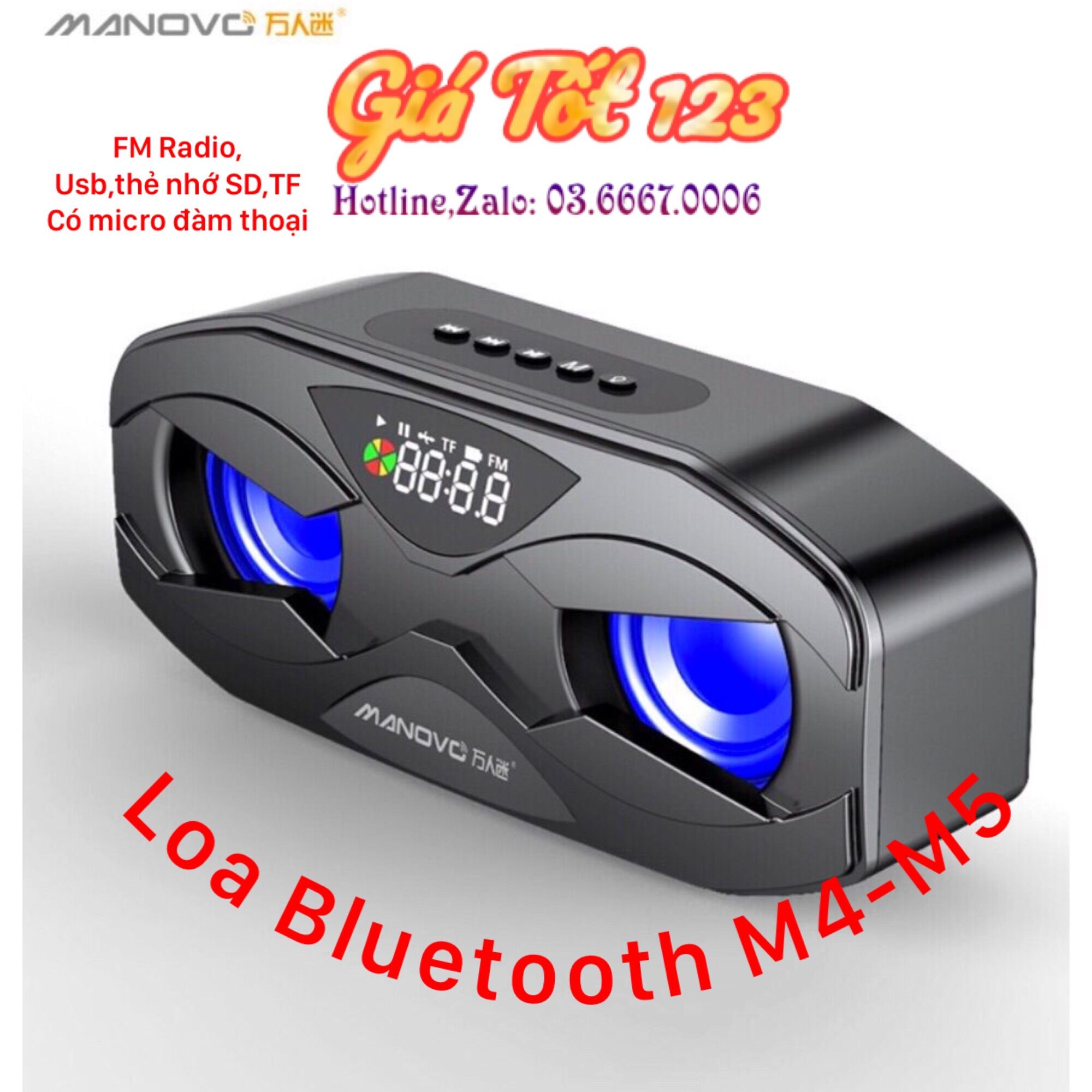 🔥 Loa Bluetooth manovo m4 siêu bass nghe nhạc, USB,TF
