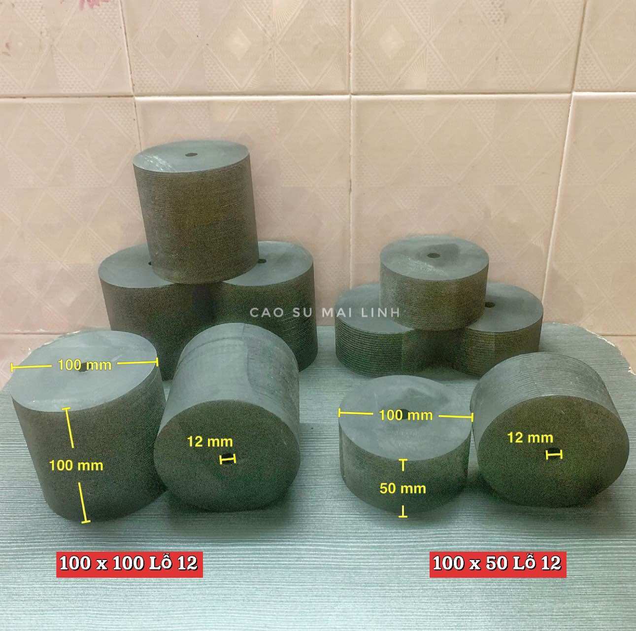 Cao su giảm chấn đường kính 100 ,Cao su kê chân máy, Cao su chống rung đường kính 100 - không ốc