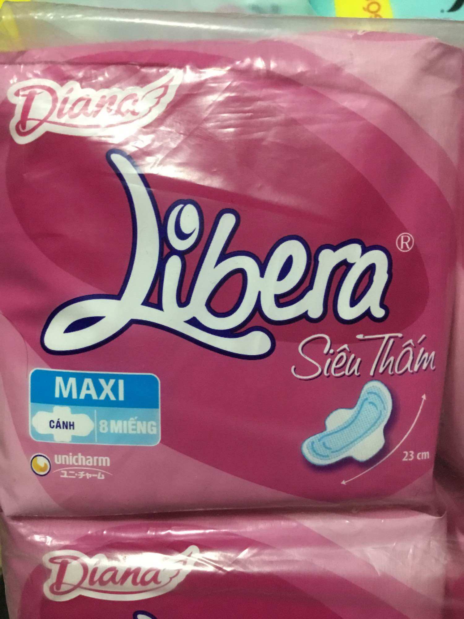 1 gói băng vệ sinh diana libera siêu thấm maxi cánh 23cm - 8 miếng/gói -date luôn mới