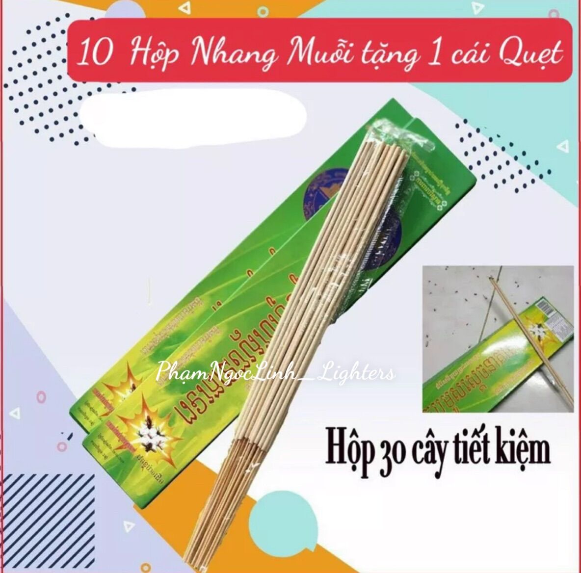 10 hộp nhang muỗi thái lan ( 30 cây 1hộp - 10 hộp tặng 1 cái quẹt)