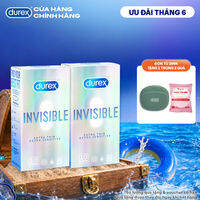 Bộ 2 hộp bao cao su Durex Invisible siêu mỏng, size 52mm, 10 bao/hộp