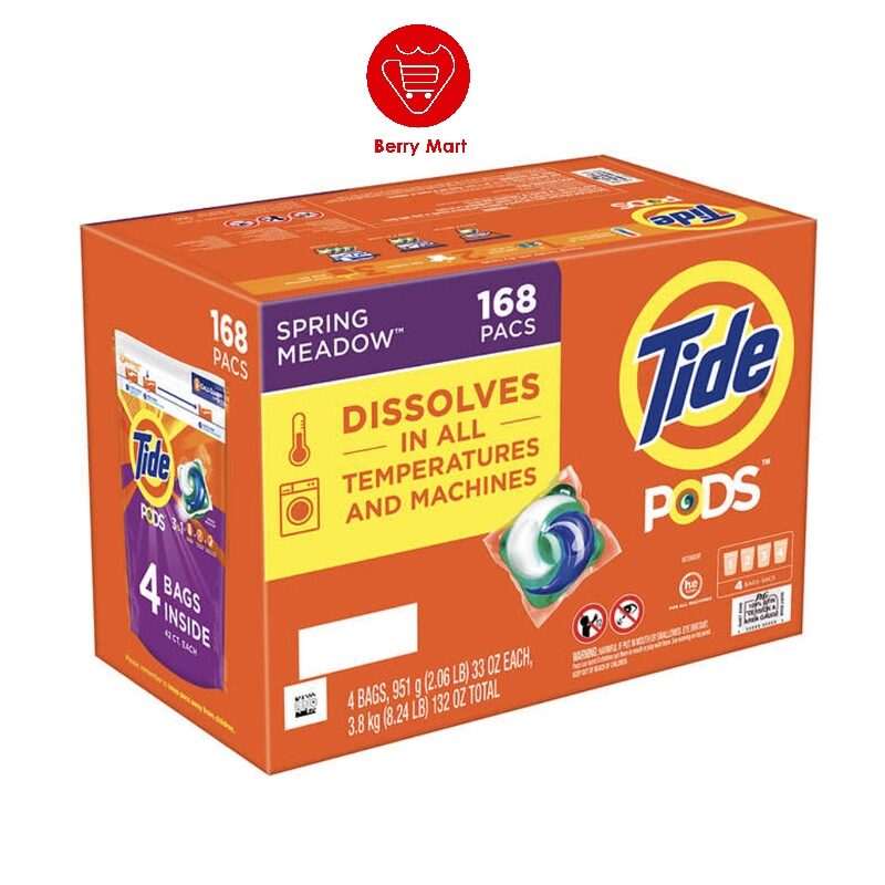 Nước giặt Tide Pods 3in1 spring meadow thùng 168 viên