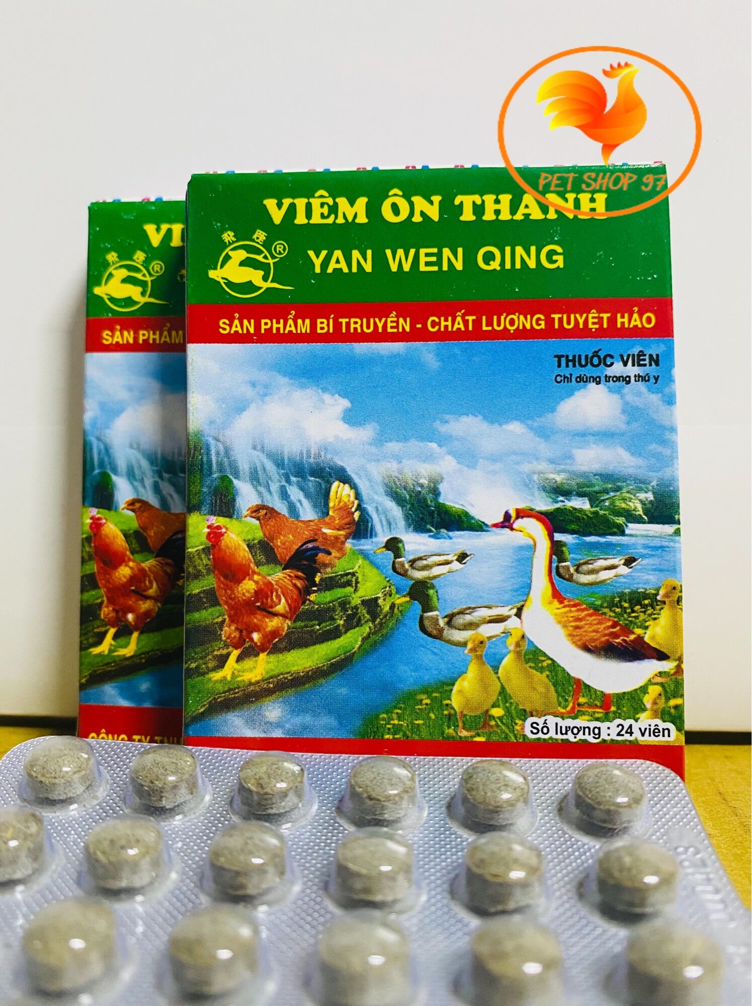Combo 2 vĩ Viêm ôn thanh vĩ 24 viên khò khè , tiêu chảy, sốt cao, xù lông,chân lạnh, xã cánh